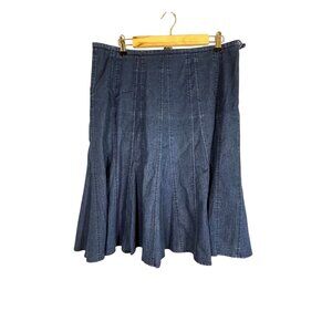 Retro Denim Jean Skirt Blue 14 Western Cowgirl Boho Indie Folk Neutral Classic